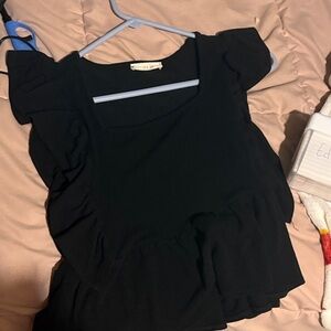 Jolie Elegant Black Ruffle Blouse